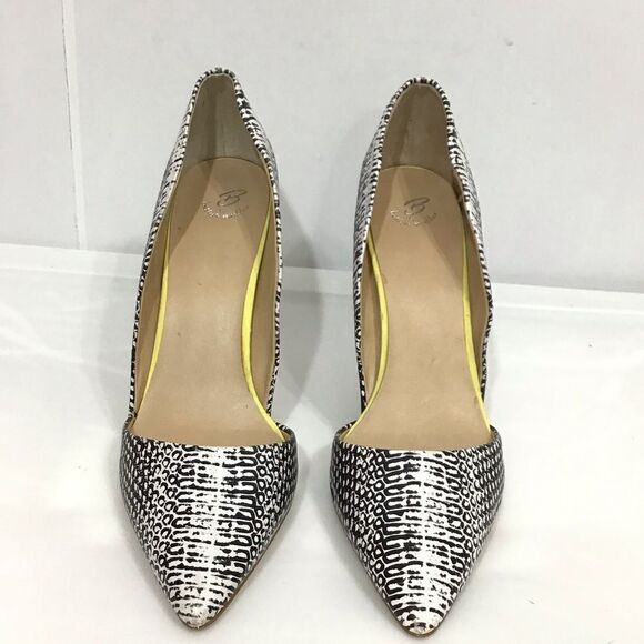 B By Betty Mueller Black & White Print Stilettos Pumps Size 9 1/2 Good Condition - Picture 2 of 10
